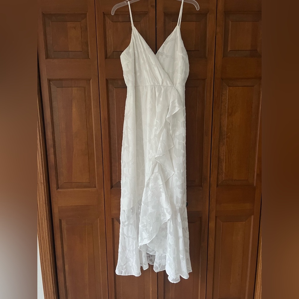 Lulu's White Asymmetrical Ruffle Dress